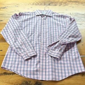 Brooks Brothers Men's Pink and Blue Checkered Shirt - 16-1/2 - 35